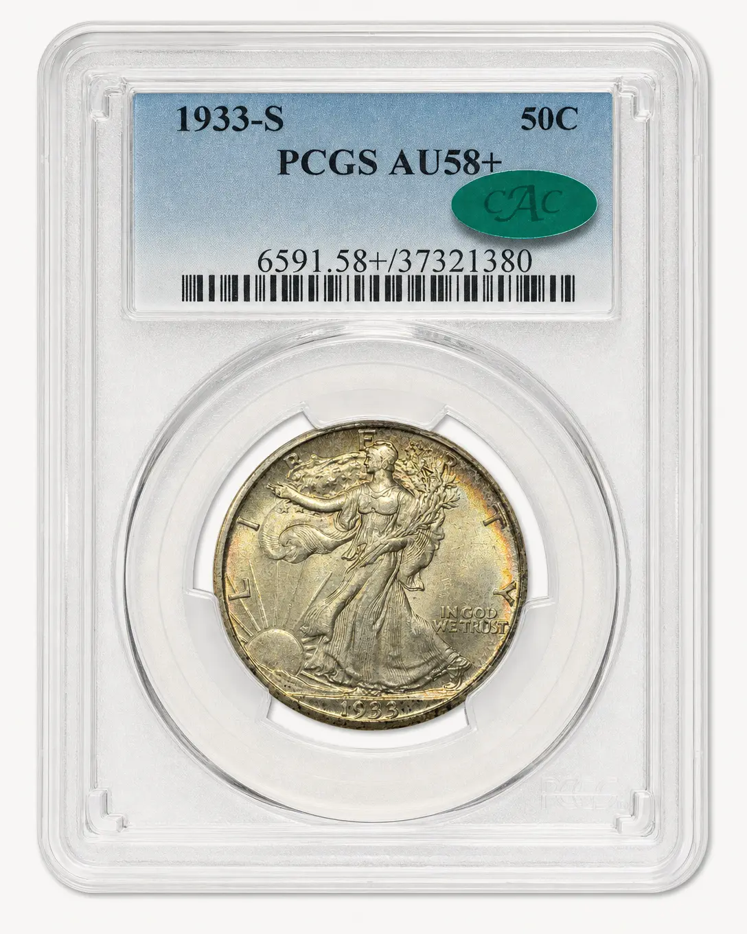 Auction-catalog studio image of the 1933-S Half Dollar
