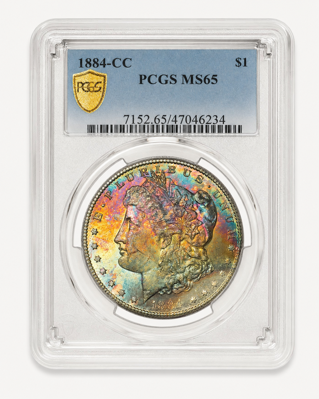 Auction-catalog studio image of the 1884-CC Silver Dollar